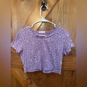 Purple floral crop top